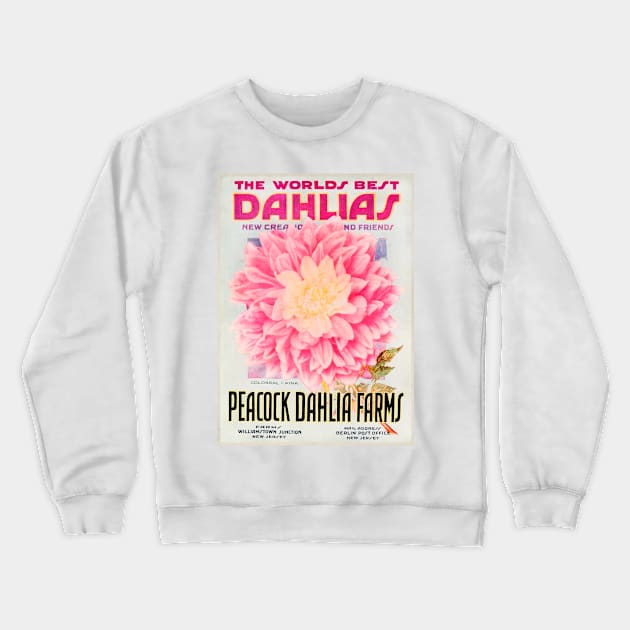 Peacock Dahlia Farms Catalogue Crewneck Sweatshirt by WAITE-SMITH VINTAGE ART